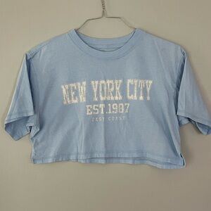 Aeropostale Teen Light Blue Graphic Crop Tee XS